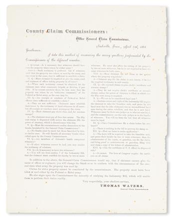 (SLAVERY AND ABOLITION.) RECONSTRUCTION. County Claim Commissioners. Office General Claim Commissioner.